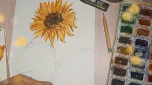 Как нарисовать подсолнух ? акварелью/raw sunflowers in watercolor