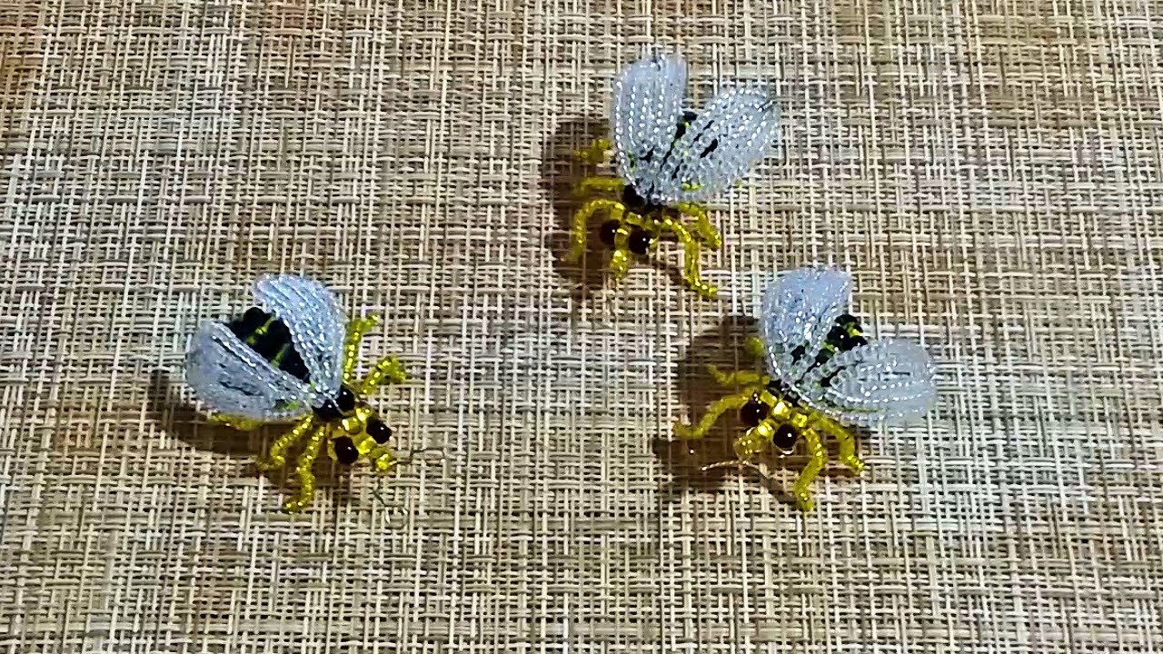 Бисероплетение. Мастер класс.  Пчела из бисера . Часть 1. Пошаговый МК.Bee from beads DIY.