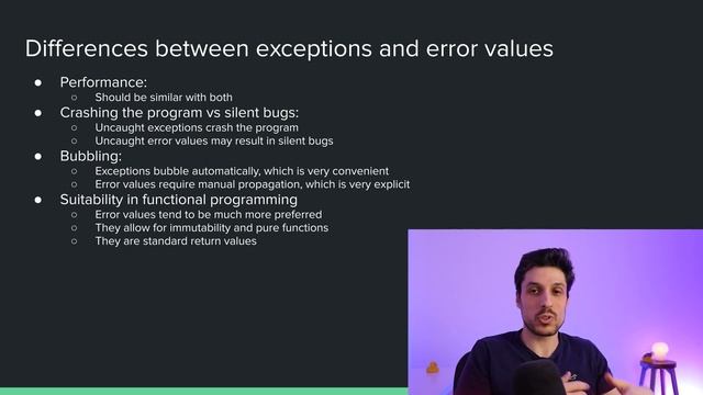Exceptions vs error values in programming