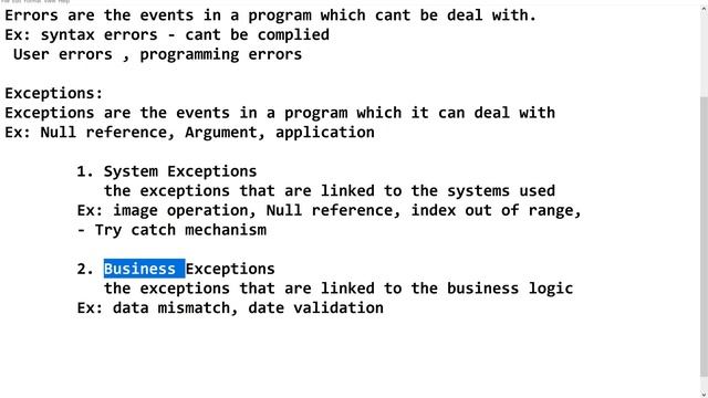 Errors Vs Exceptions | System Exceptions Vs Business Exceptions | UiPath Exception Handling