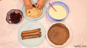 БЛИНЧИКИ С ВИШНЕЙ ПОД СМЕТАННЫМ КРЕМОМ//ЛЕГКО И ВКУСНО