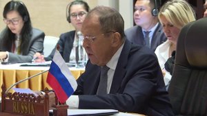 С.Лавров в ходе министерской встречи в формате Россия – Лаос – Китай, Вьентьян, 25 июля 2024 года