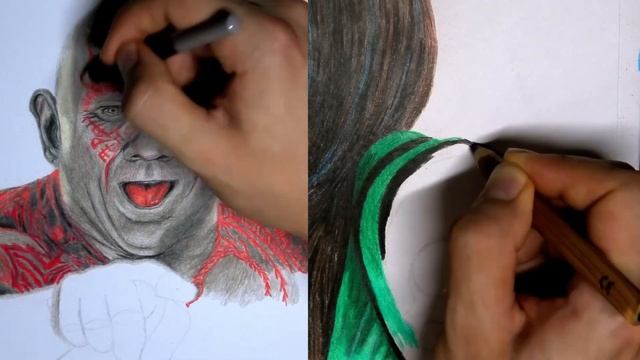 Synchro Drawing Drax (Dave Bautista) & Mantis (Pom Klementieff) - GotG Vol. 2 [4K/UHD] - Drakonarus смотреть онлайн