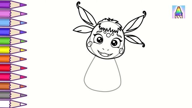 Как нарисовать ЛУНУ из мультика Лунтик | Рисуем и учим цвета на русском и английском | Coloring Kid смотреть онлайн