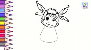 Как нарисовать ЛУНУ из мультика Лунтик | Рисуем и учим цвета на русском и английском | Coloring Kid