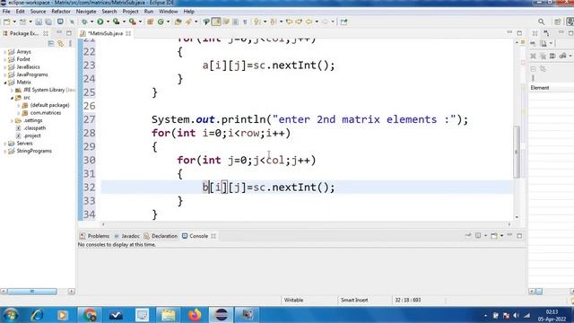 how to subtract 2d array in java | matrix subtraction | malayalam | Code eureka
