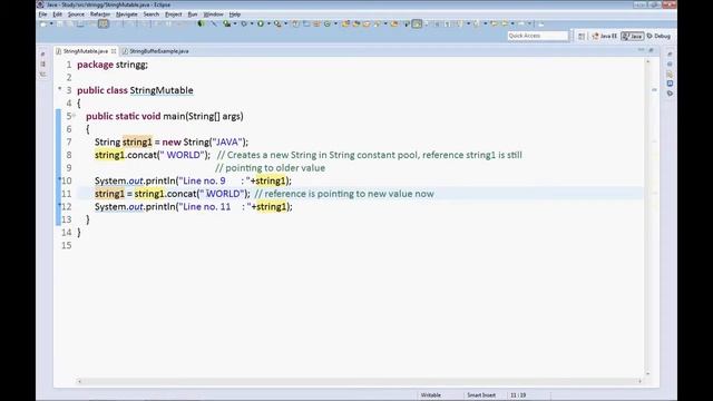 string is immutable in java