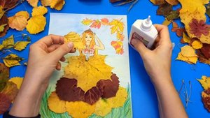 Осенние поделки в школу, детский сад. Аппликация из осенних листьев / DIY Autumn Leaves Applique