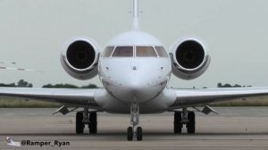 (Rare) Bombardier Global 6000 arrival and departure from Lydd airport (including engine startup)