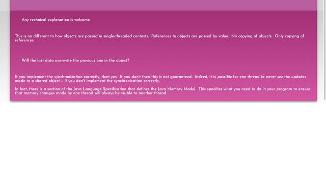 Do multiple threads Using the same object in java make a copy of it? смотреть онлайн