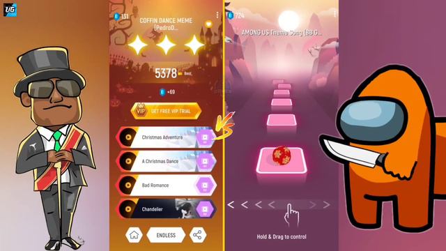Coffin Dance Meme vs Among US Theme Song | Tiles Hop EDM Rush смотреть онлайн