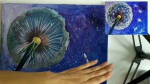 Рисуем одуванчик акриловыми красками на холсте How to draw