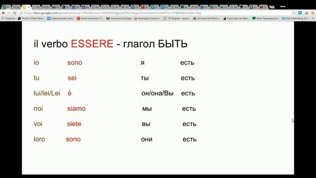 Уроки Итальянского языка с Ольгой Семанишин. Урок 1