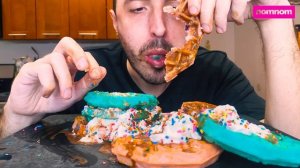 ASMR | RAINBOW CHOCOLATE WAFFLES | EATING SOUNDS | MUKBANG