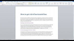 How to remove the horizontal line in Microsoft Word