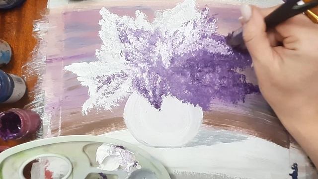 Как нарисовать натюрморт легко. Рисуем сирень в вазе гуашью. Правополушарное рисование.