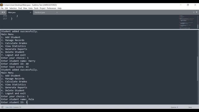 Java Programming Demo: Student Gradebook Application