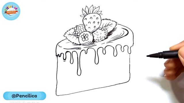 How To Draw a Piece Of birthday cake for beginners , Piece Of  cake Easy Drawing step by step