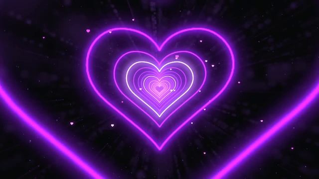 Neon Lights Love Heart Tunnel?Purple Heart Background | Neon Heart Tunnel Loop 3 Hours