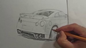 Как нарисовать машину Nissan GT-R  R35