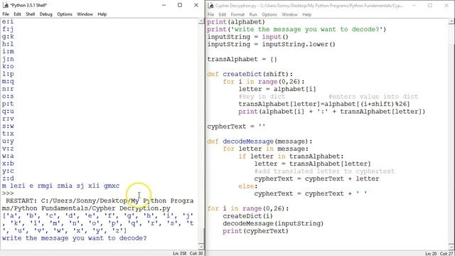 Decoding Caesar Cypher by brute force