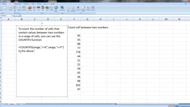 How to Count Cells Between Two Numbers in Excel