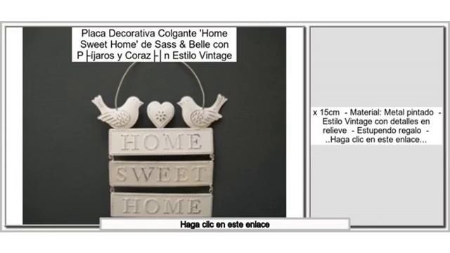 Placa Decorativa Colgante 'Home Sweet Home' de Sass & Belle con Pájaros y Corazón Estilo Vi смотреть онлайн
