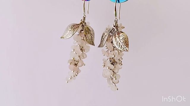 Серьги «Нежность» с розовым кварцем. смотреть онлайн