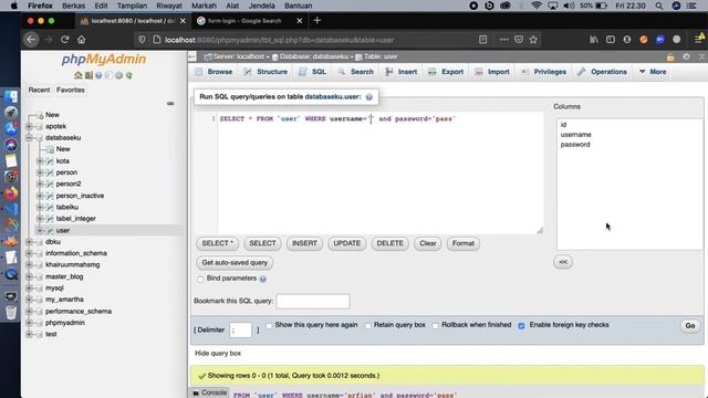 SQL Lanjutan : 10. Hack Form Login Dengan SQL Injection