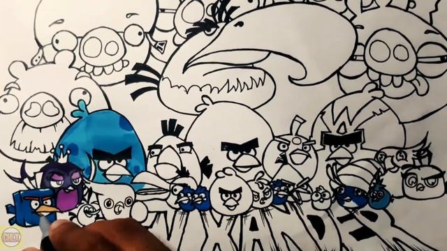 How to Draw Angry Birds and Pigs | Time Lapse смотреть онлайн