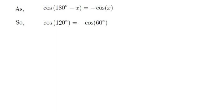 cos120 | cos(120)| cosine of 120 degree | Second Method