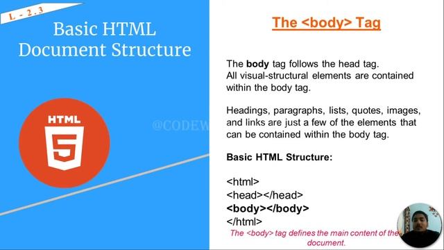 HTML Tutorial - Basic HTML Document Structure | html tag, head tag, body tag |Creating 1st HTML pag