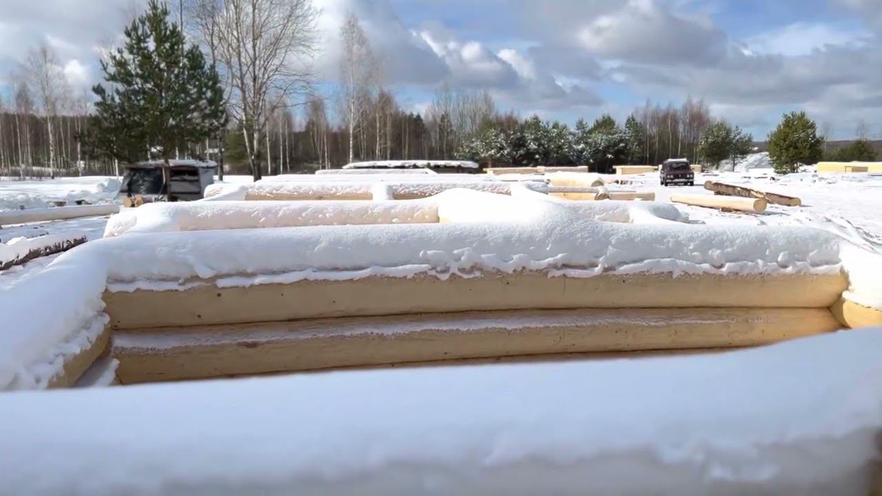 Сруб бани Коляда. Видео с заготовительной площадки. смотреть онлайн