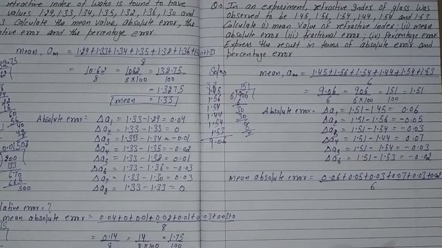 Numerical on Mean Absolute, Relative Error, Q 2, Chapter 1, Units and Measurements, Class 11 Physic смотреть онлайн