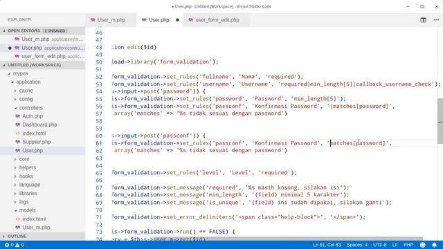 Edit User dengan Form Validation Custom Callback CI [12] смотреть онлайн