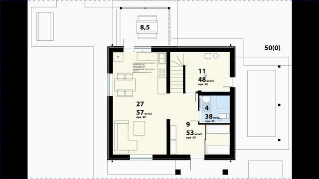 ? ПРОЕКТ ДОМА 2 этажа с гаражом 8х9 из газобетона 100м2 смотреть онлайн