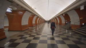 Russia, Moscow, Metro ride from Славянский бульвар to Парк Победы