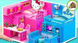 Сделайте миниатюрный домик hello kitty vs frozen house в горячем и холодном стиле из картона |112