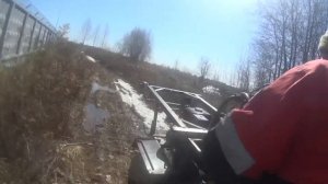 Мотоблок, на цепях по снегу не прошёл