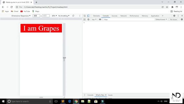Media queries responsive web design in Hindi in 2022