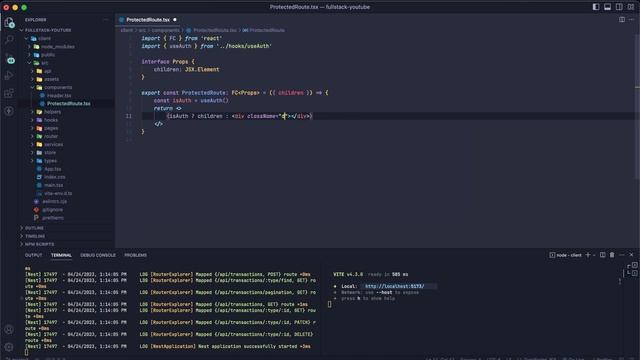 Приватные роуты ReactJS.Protected Route. Fullstack NestJS ReactJS 2023 [eng subs]