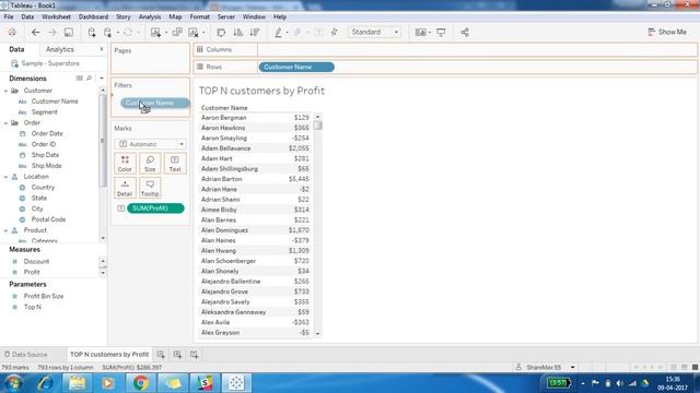 Tableau : Top N customer by profit  using Parameter смотреть онлайн