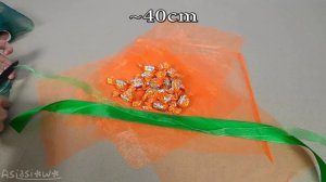 DIY How to make candy gift sack, gift for Halloween (ENG Subtitles) - Speed up #534