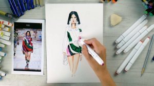 Урок рисования для начинающих/ Фэшн-скетчинг/ Видео-урок по рисованию маркерами