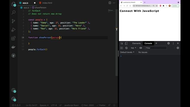 JavaScript | forEach() Array Iterator - 51 | JavaScript తెలుగులో [4K] | #learnwithsrikanthracharla