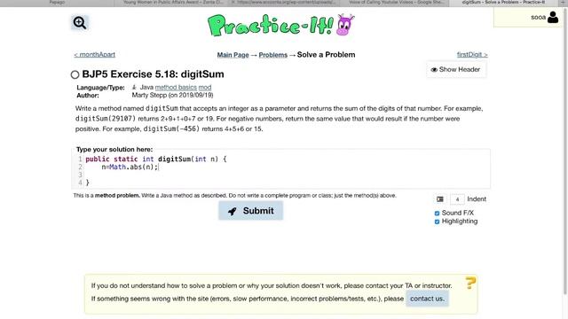 Exercise 5.18 (digitSum) Java Tutorial || Practice-It смотреть онлайн