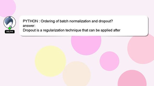 PYTHON : Ordering of batch normalization and dropout? смотреть онлайн