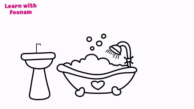 How to Draw Bathroom image Easy for Kids / learn with Poonam