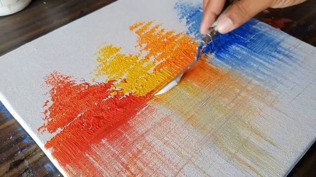 Easy Abstract Landscape Painting Demo / For Beginners / Using Fan brush/Daily Art Therapy/Day #039 смотреть онлайн