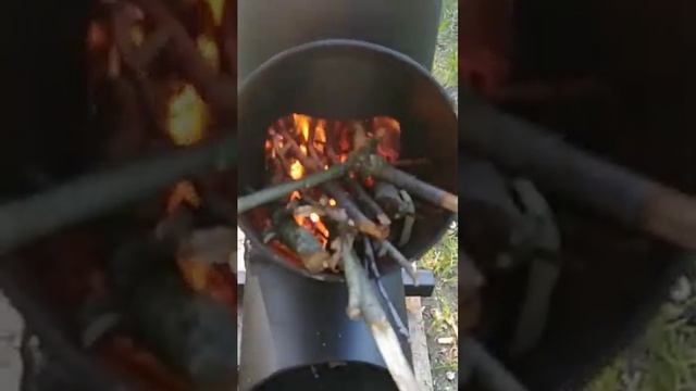 печь ракета из 160мм трубы / rocket stove from 160 mm pipe